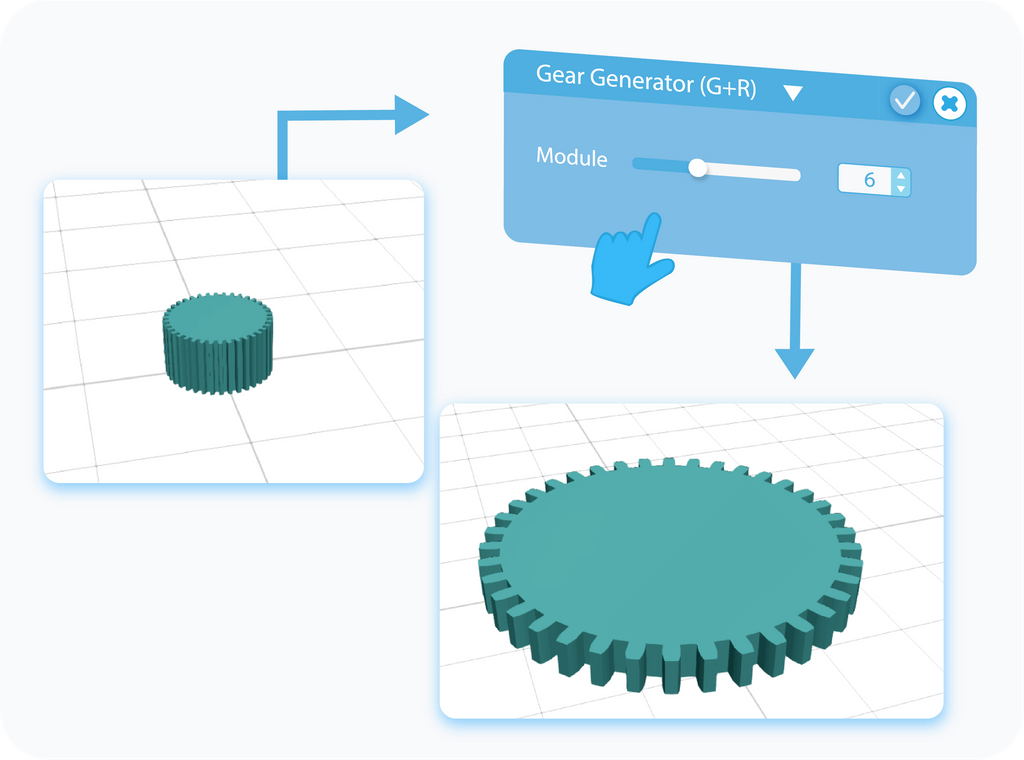 Customizing the Module feature for Gear Generator with slider or text-box