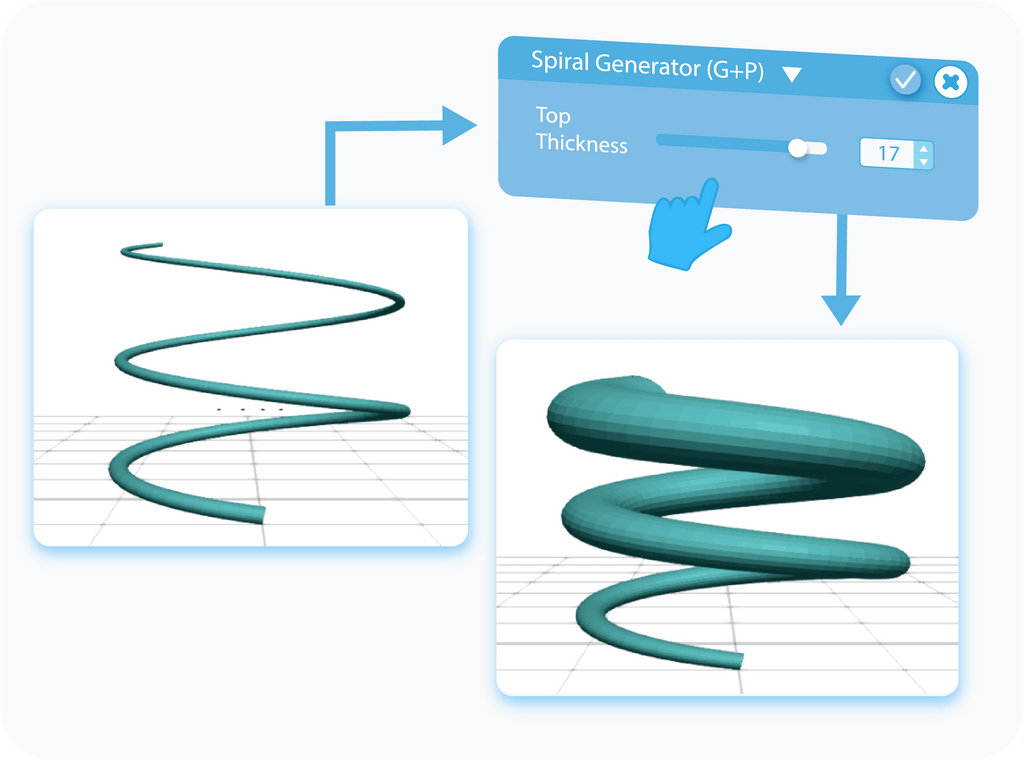 Customizing the Top Thickness for Spiral Generator with slider or text-box